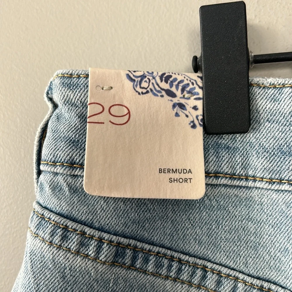 Anthropologie Pilcro Ultra HR Patchwork‎ Light Denim Bermuda Shorts 29 Retro